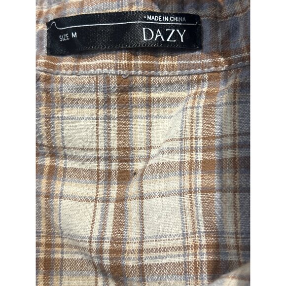 Dazy Women's Plaid Button-Down Shirts Set Black & Brown Size M - Picture 6 of 7